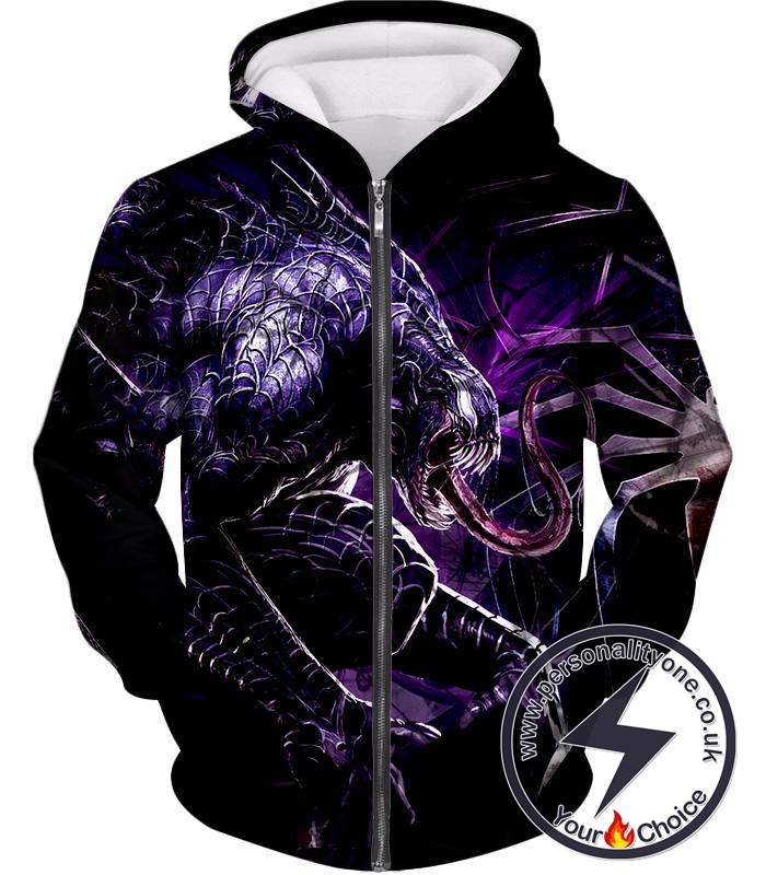 Black Spider-Man AKA Venom Printed Zip Up Hoodie